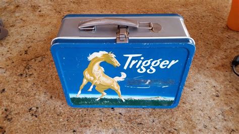 metal 1956 roy rogers original trigger lunch box|Vintage Rare Authentic ROY ROGERS 1950's All Metal LUNCH .